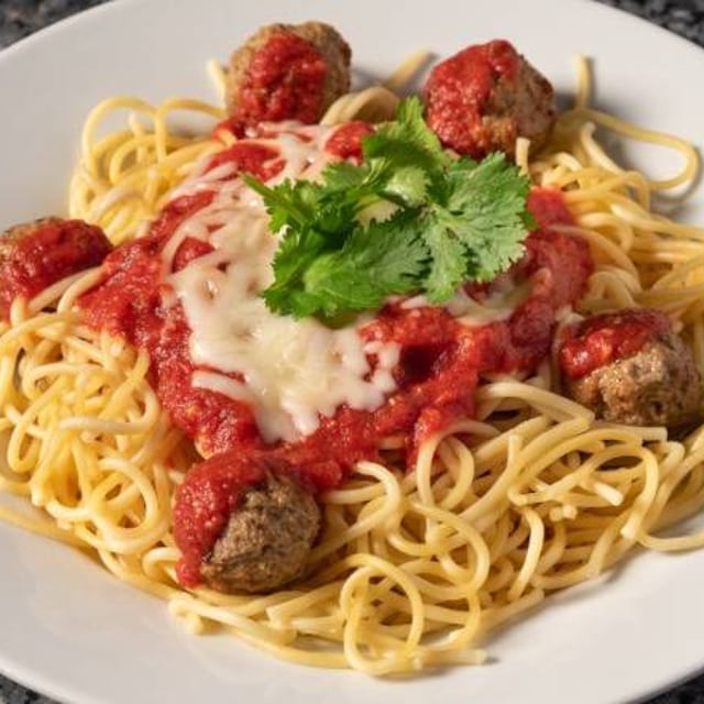 Spaghetti with Meatballs Entrée.