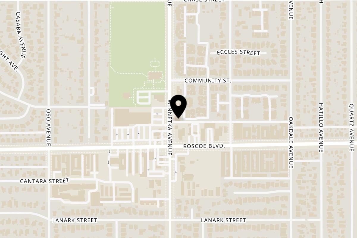 Map showing the location of Sky Restaurant and lounge on 8326 Winnetka Ave in Winnetka